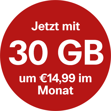 Jetzt mit 30 GB um nur €14,99