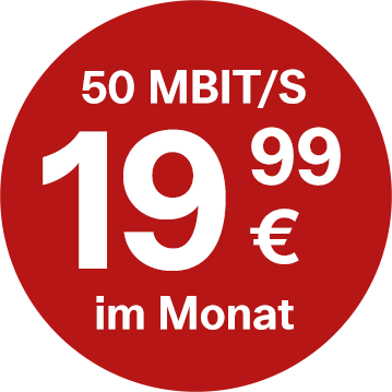50 MBit/s um nur 19,99 Euro pro Monat