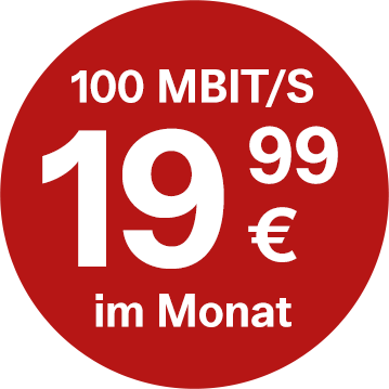 100 MBit/s um nur €19,99 monatlich