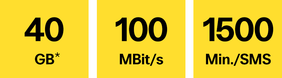 40 GB, 100 MBit/s, 2000 Min./SMS