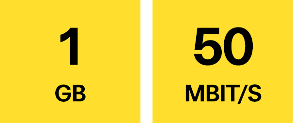 1 GB, 50 Mbit/s