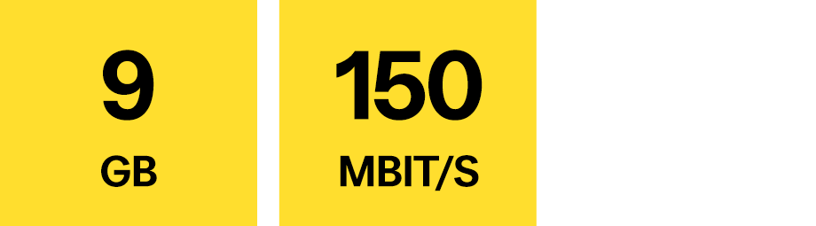 9 GB, 150 Mbit/s