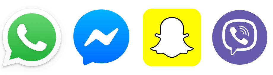 Inkludiert sind WhatsApp, Facebook Messenger, Snapchat und Viber