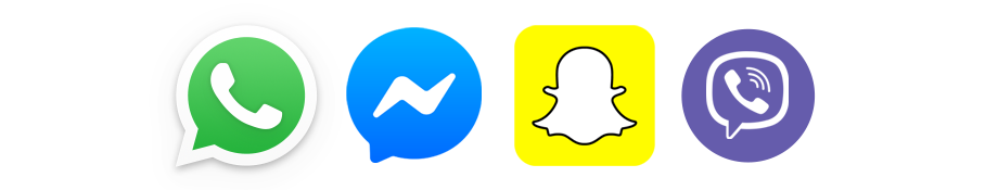 Inkludiert sind WhatsApp, Facebook Messenger, Snapchat und Viber